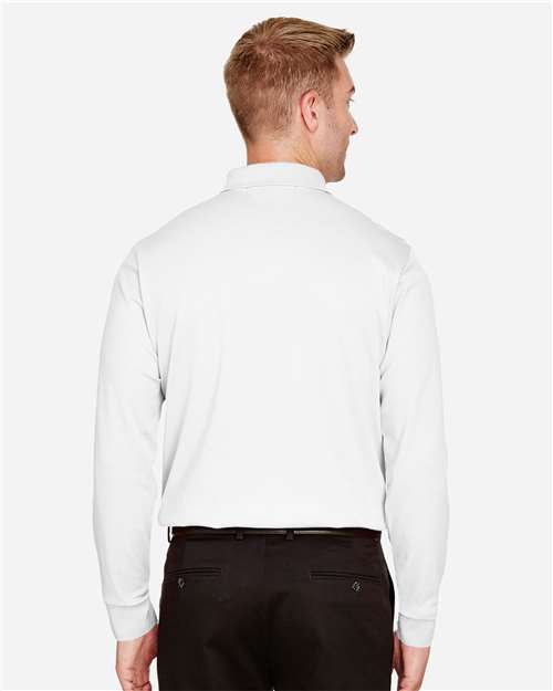 White Men&#39;s CrownLux Performance® Tall Plaited Long Sleeve Polo - DG20LT