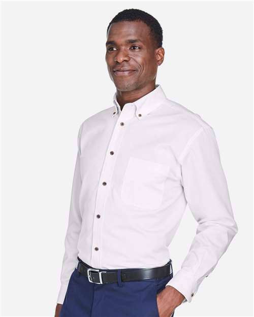 White Men&#39;s Easy Blend™ Long Sleeve Twill Shirt - M500