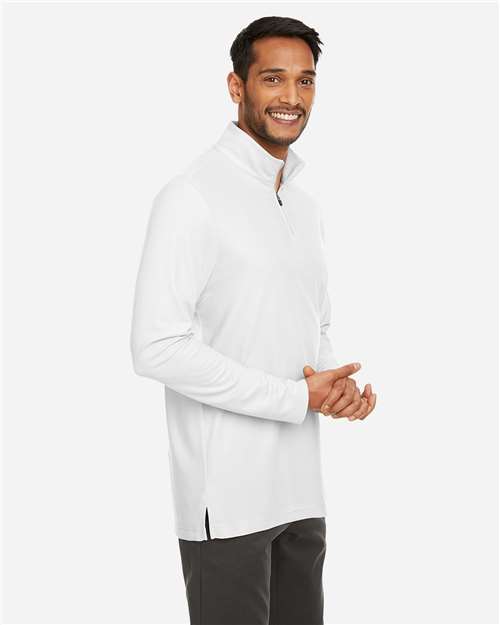 White Men&#39;s Fusion ChromaSoft™ Pique Quarter-Zip Pullover - CE405