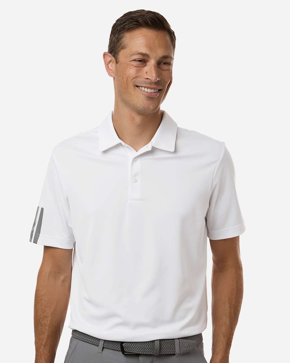 White Men's Performance 3-Stripes Climacool Polo - A719 plain