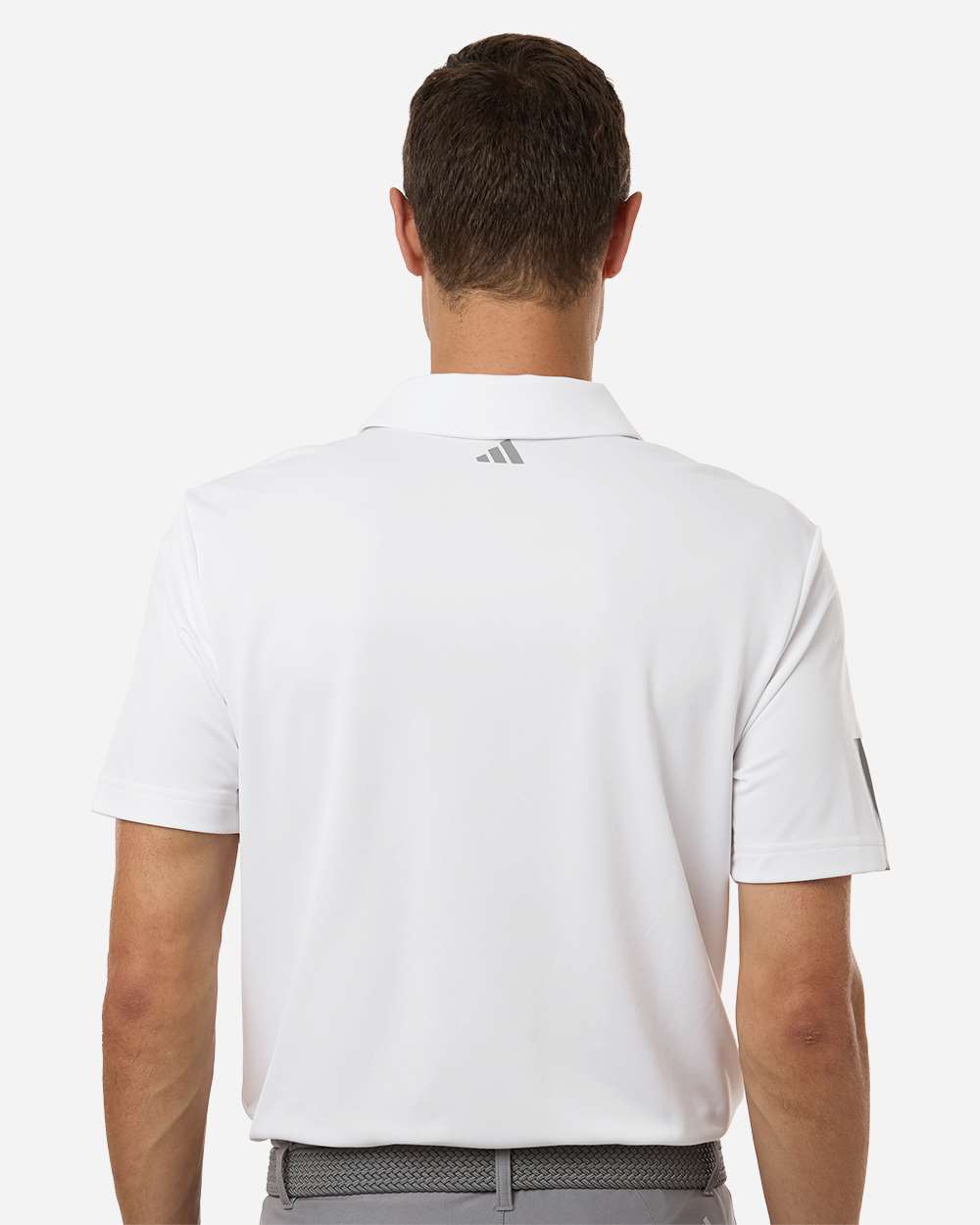 White Men's Performance 3-Stripes Climacool Polo - A719 plain