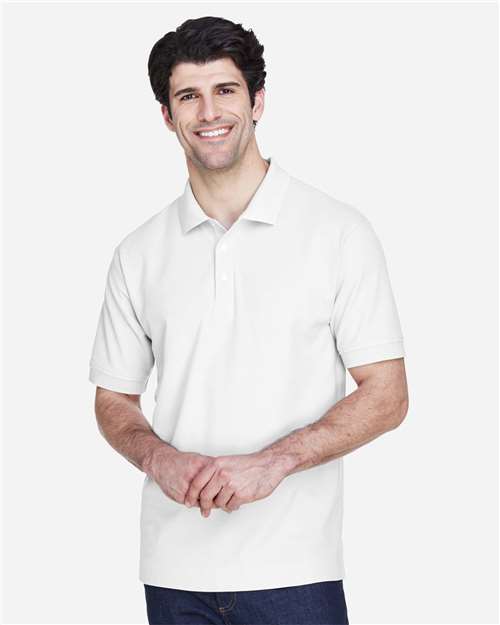White Men&#39;s Pima Piqué Polo - D100