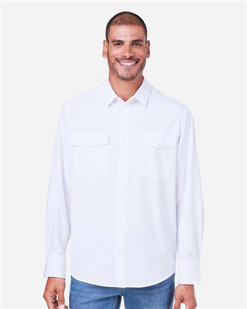 Left View of White Men's Ultra UVP® Marina Shirt - CE510L