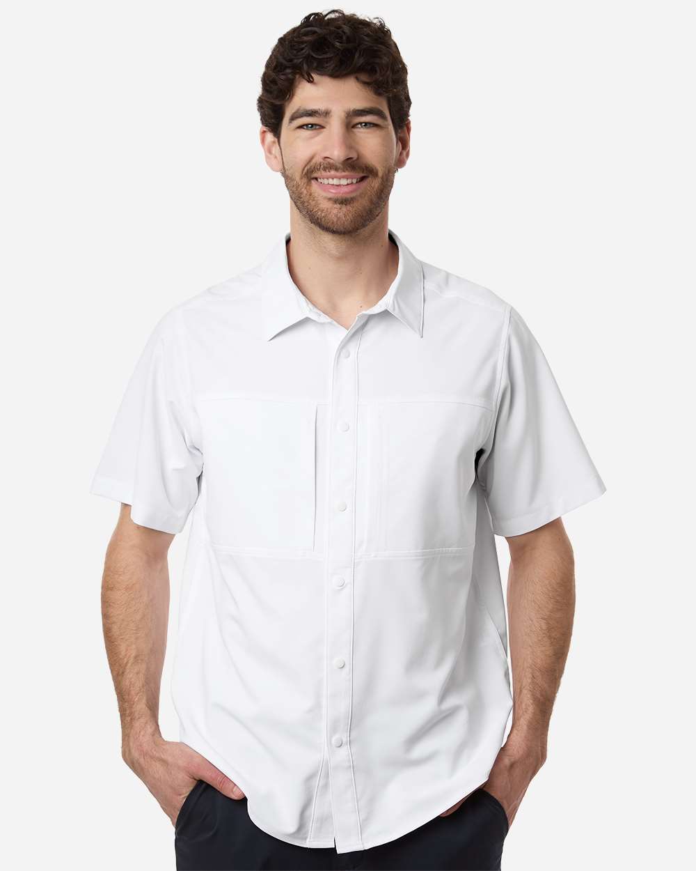 White Men's UltraUVP Shoreline Short Sleeve Staff Shirt - CE520