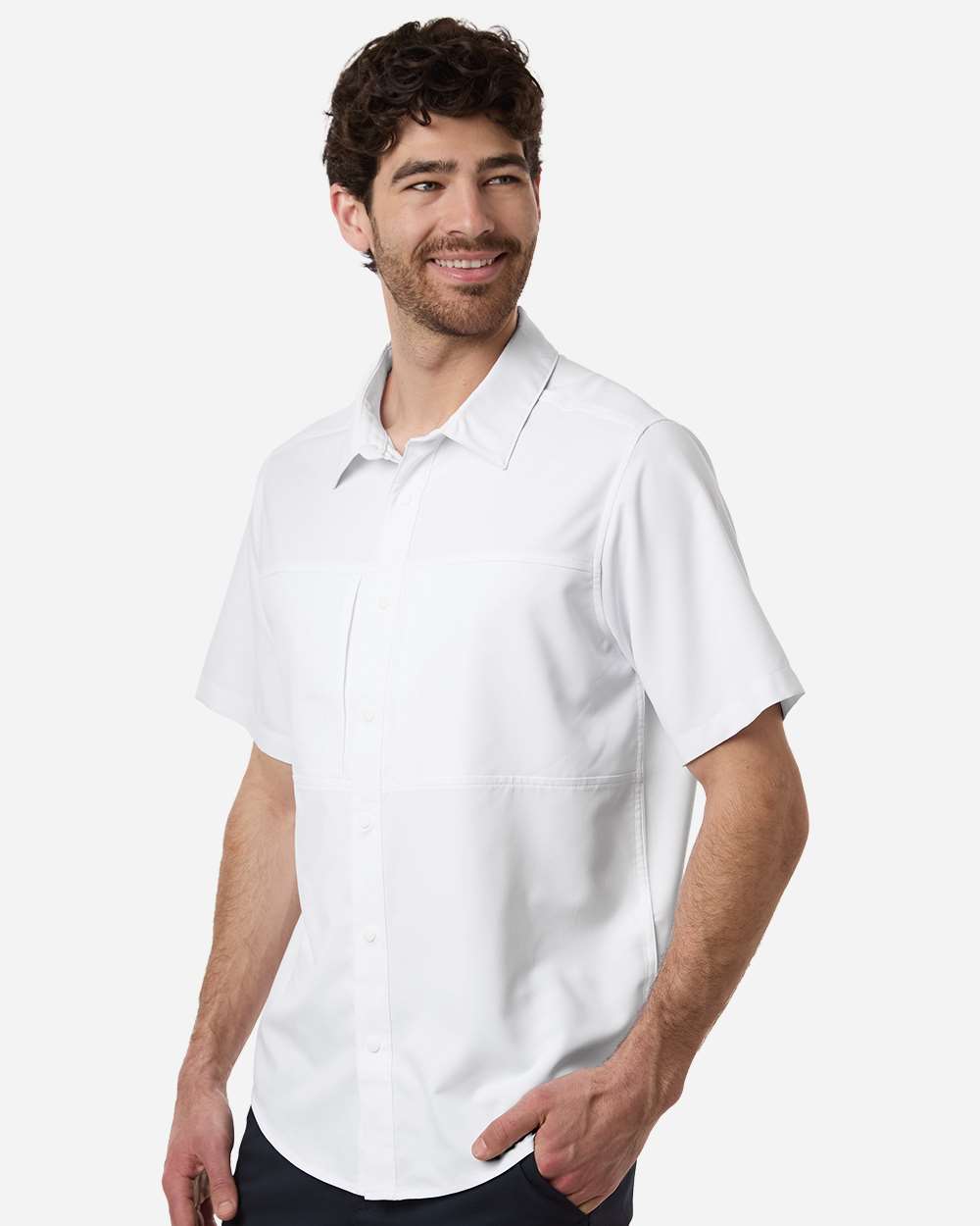 White Men's UltraUVP Shoreline Short Sleeve Staff Shirt - CE520
