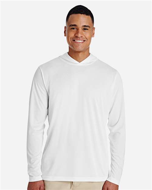 Front View of White Men's Zone Performance Hooded T-Shirt - TT41