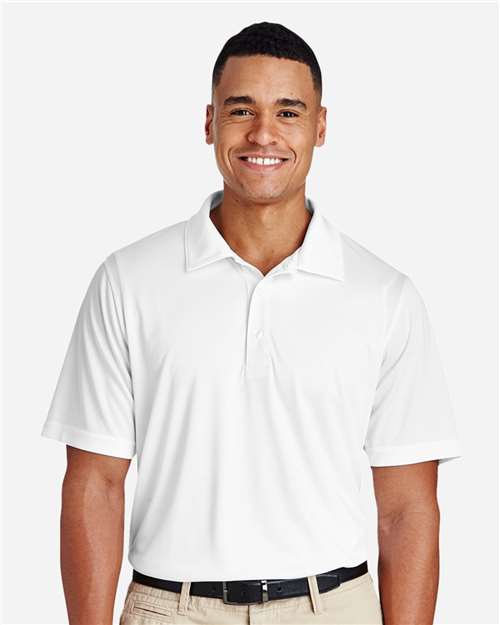 Front View of White Men's Zone Performance Polo - TT51