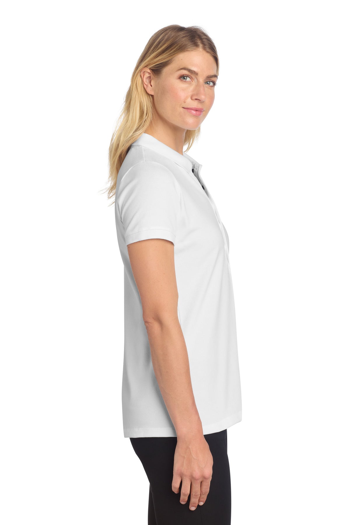 White Mercer+Mettle Women's Stretch Heavyweight Pique Polo MM1001