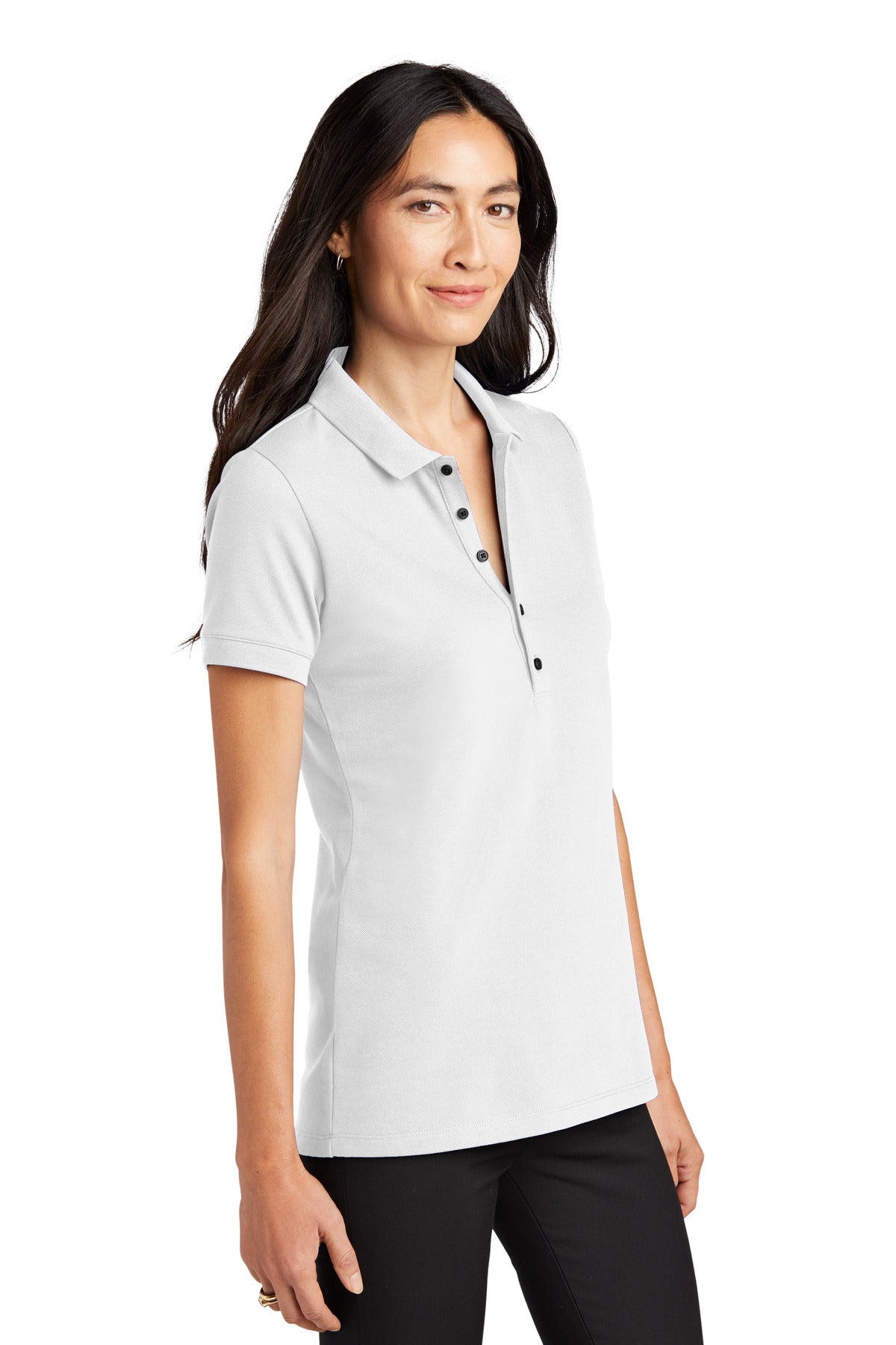 White Mercer+Mettle Women's Stretch Heavyweight Pique Polo MM1001