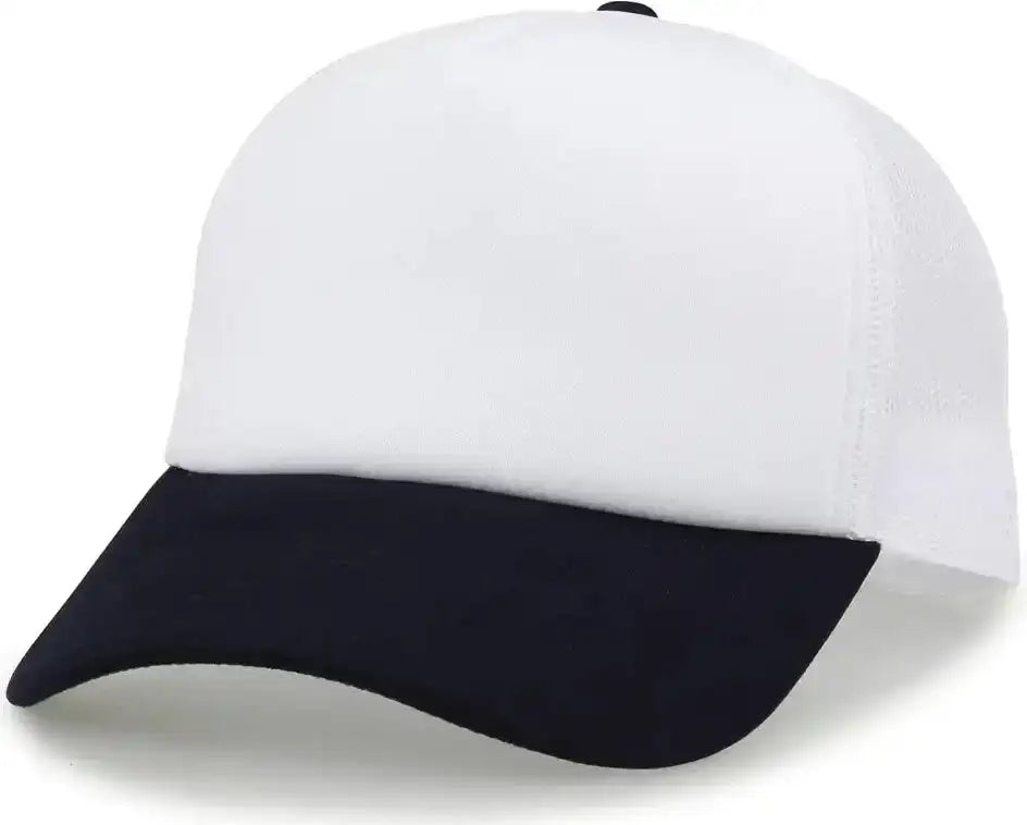 The Game Gb473 Foam Front Trucker Cap - White Navy - one Size Fits Most