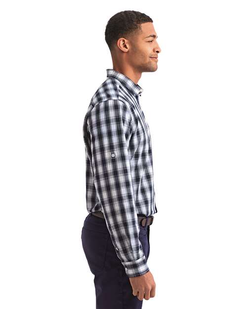 White/ Navy Men&#39;s Mulligan Check Cotton Shirt - RP250