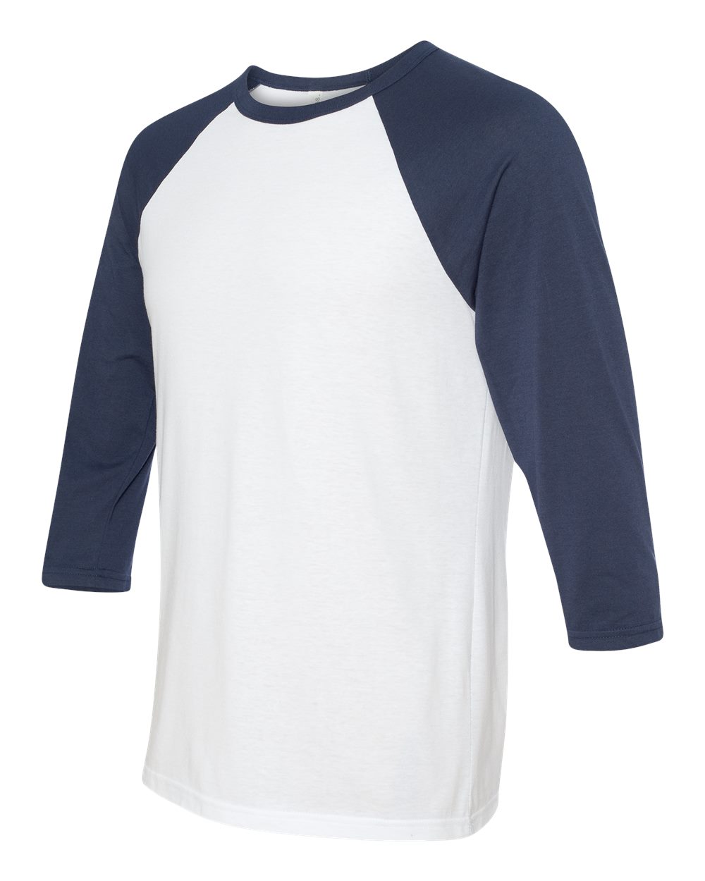 White/ Navy Three-Quarter Sleeve Baseball Tee - 3200
