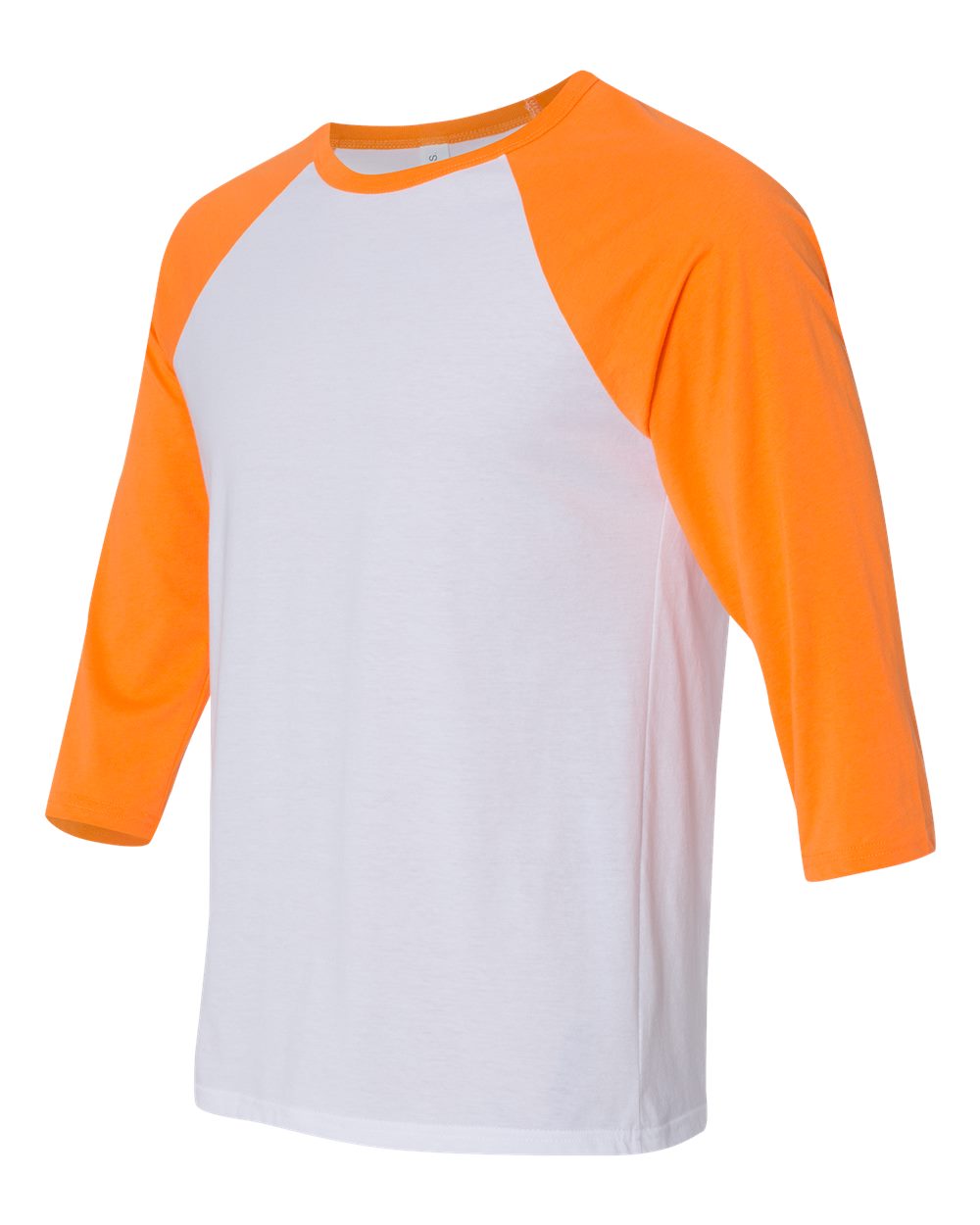 White/ Neon Orange Three-Quarter Sleeve Baseball Tee - 3200