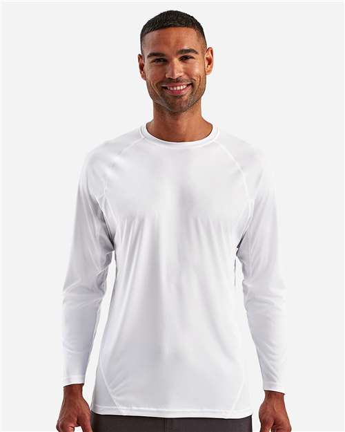 White Panelled Long Sleeve Tech T-Shirt - TD050