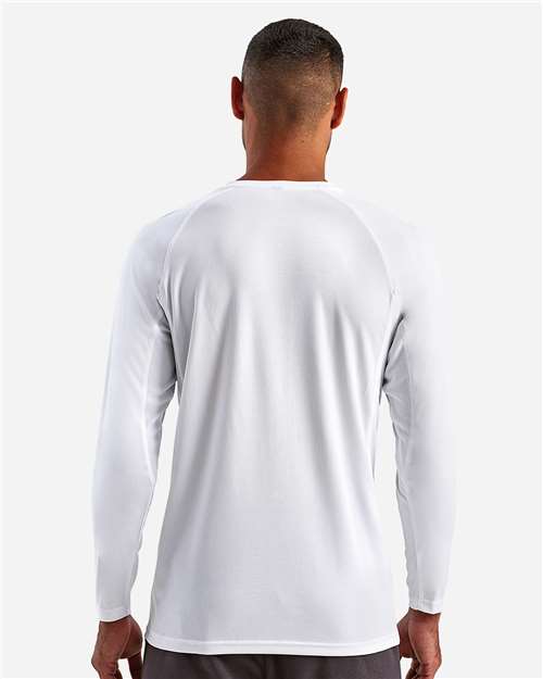 White Panelled Long Sleeve Tech T-Shirt - TD050