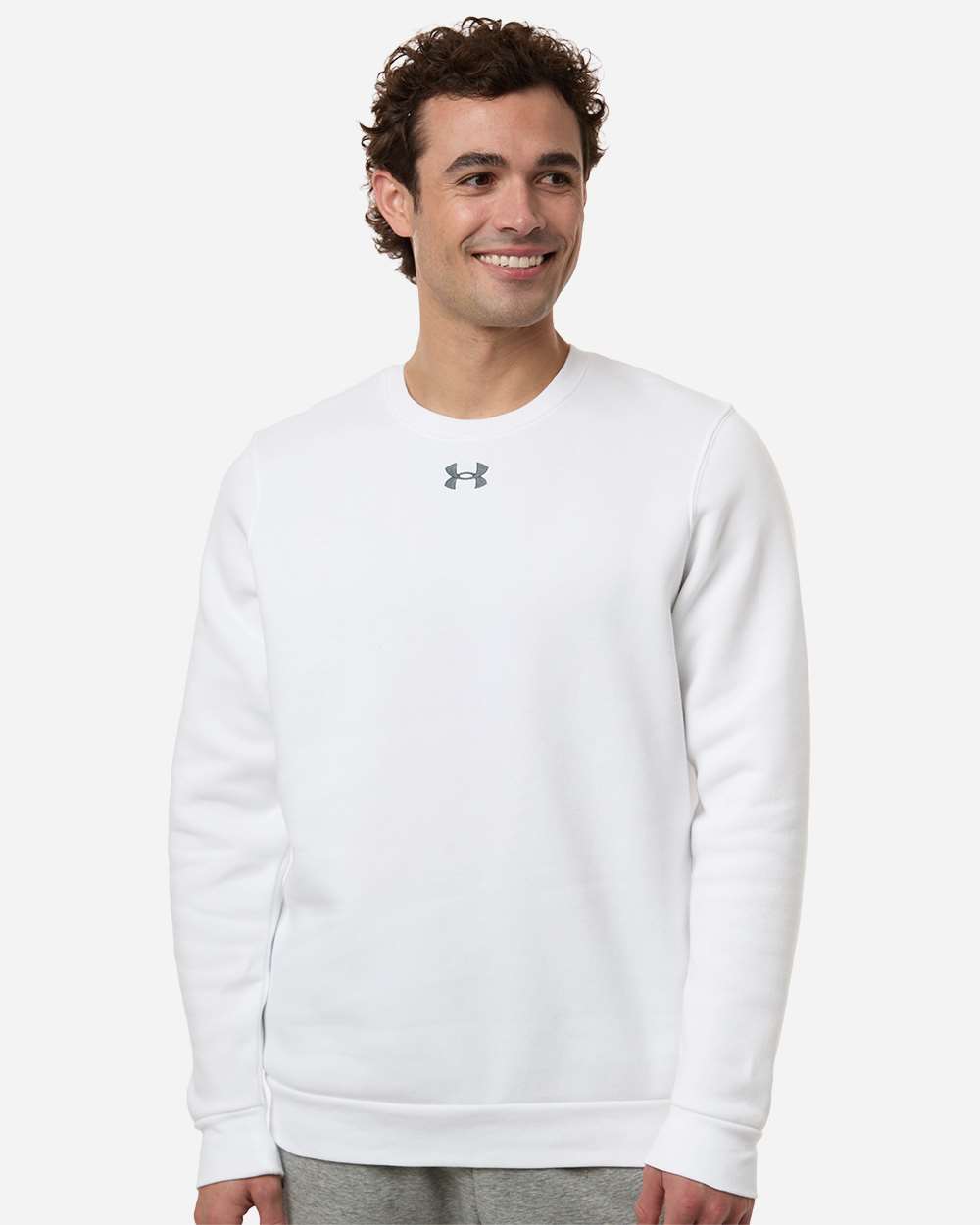 White/ Pitch Grey Medium Heather Men's Team Icon Fleece Crew - 6014160