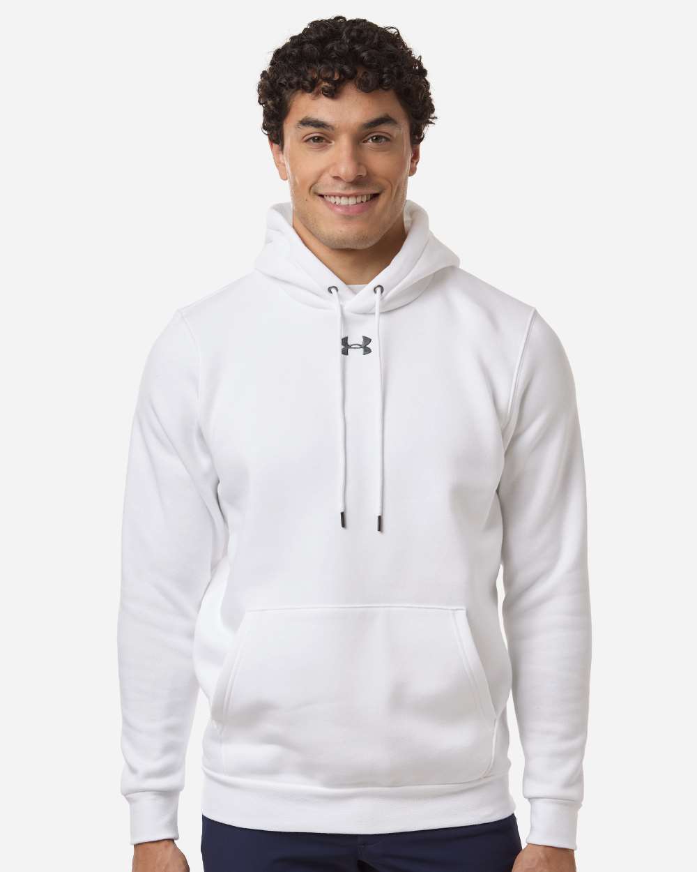 White/ Pitch Grey Medium Heather Men's Team Icon Fleece Hooded Sweatshirt - 6014161