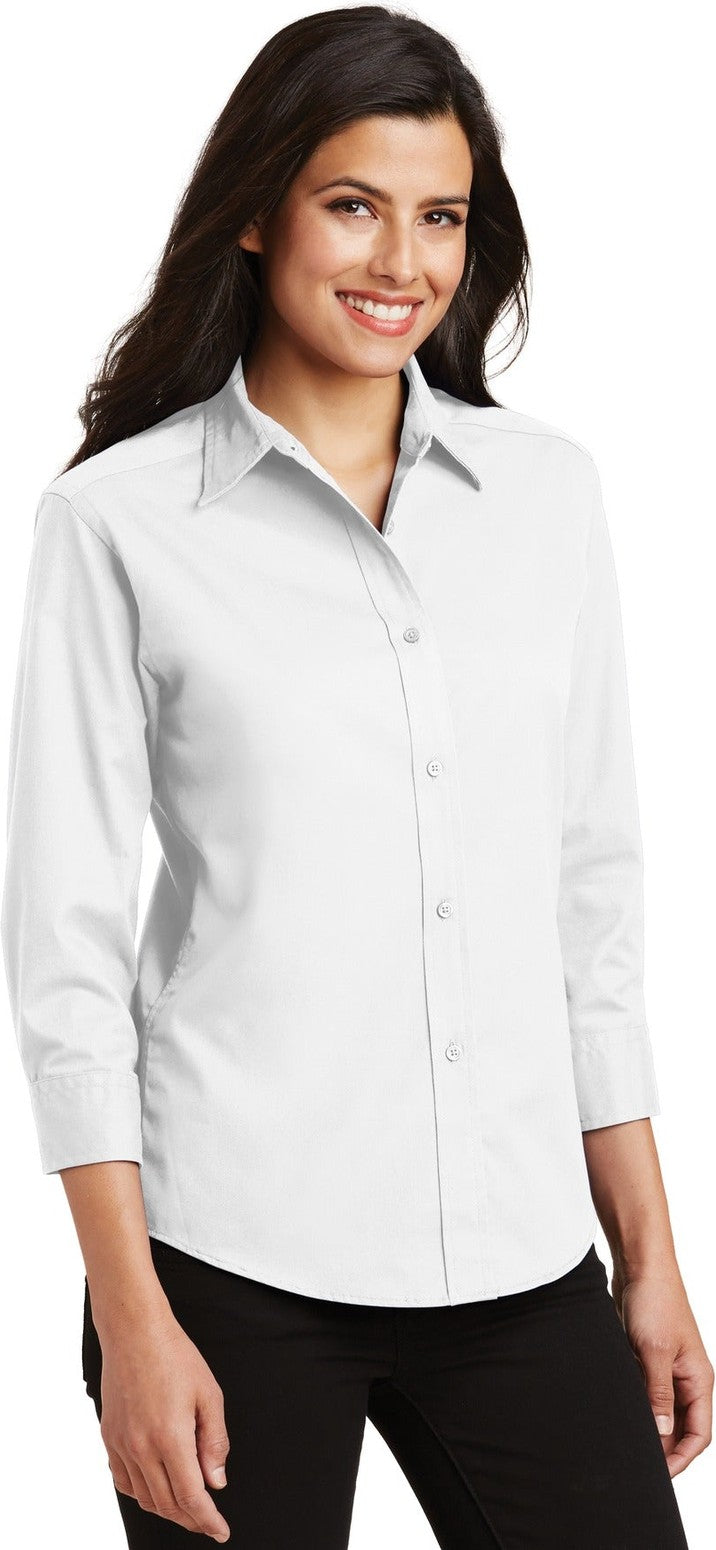White Port Authority Women's 3/4-Sleeve Easy Care Shirt. L612
