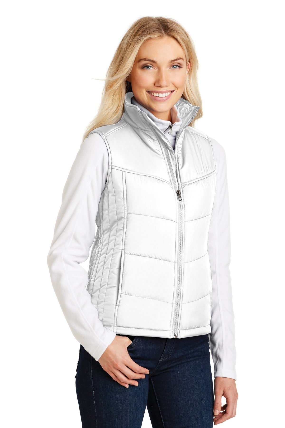 White Port Authority Women's Puffy Vest. L709