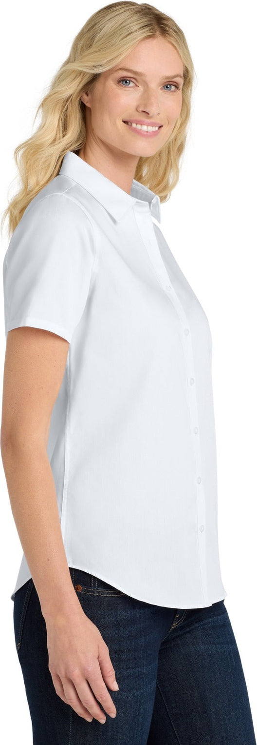 White Port Authority Women's Short Sleeve SuperPro React Twill Shirt. LW809