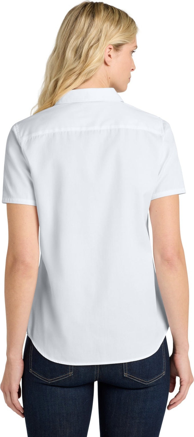 White Port Authority Women's Short Sleeve SuperPro React Twill Shirt. LW809