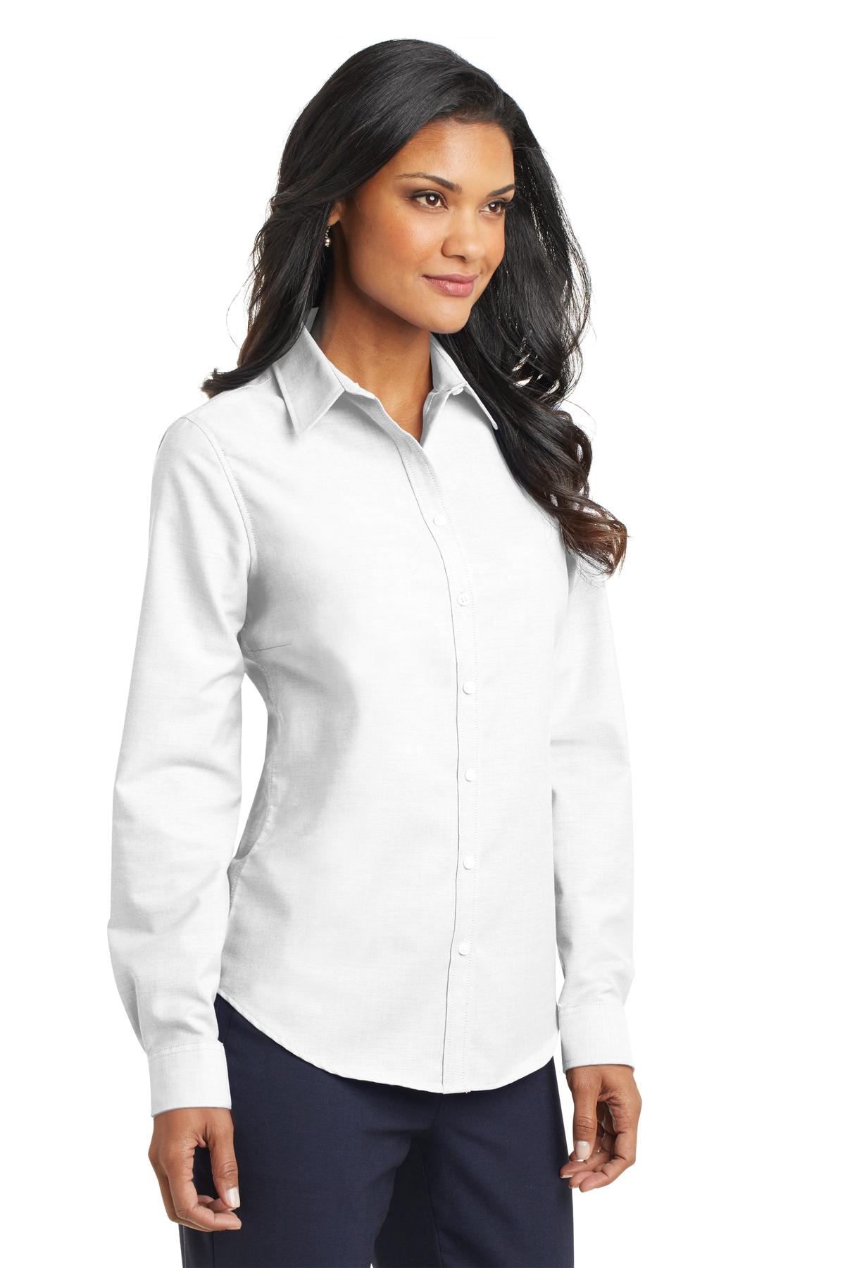 White Port Authority Women's SuperPro Oxford Shirt. L658