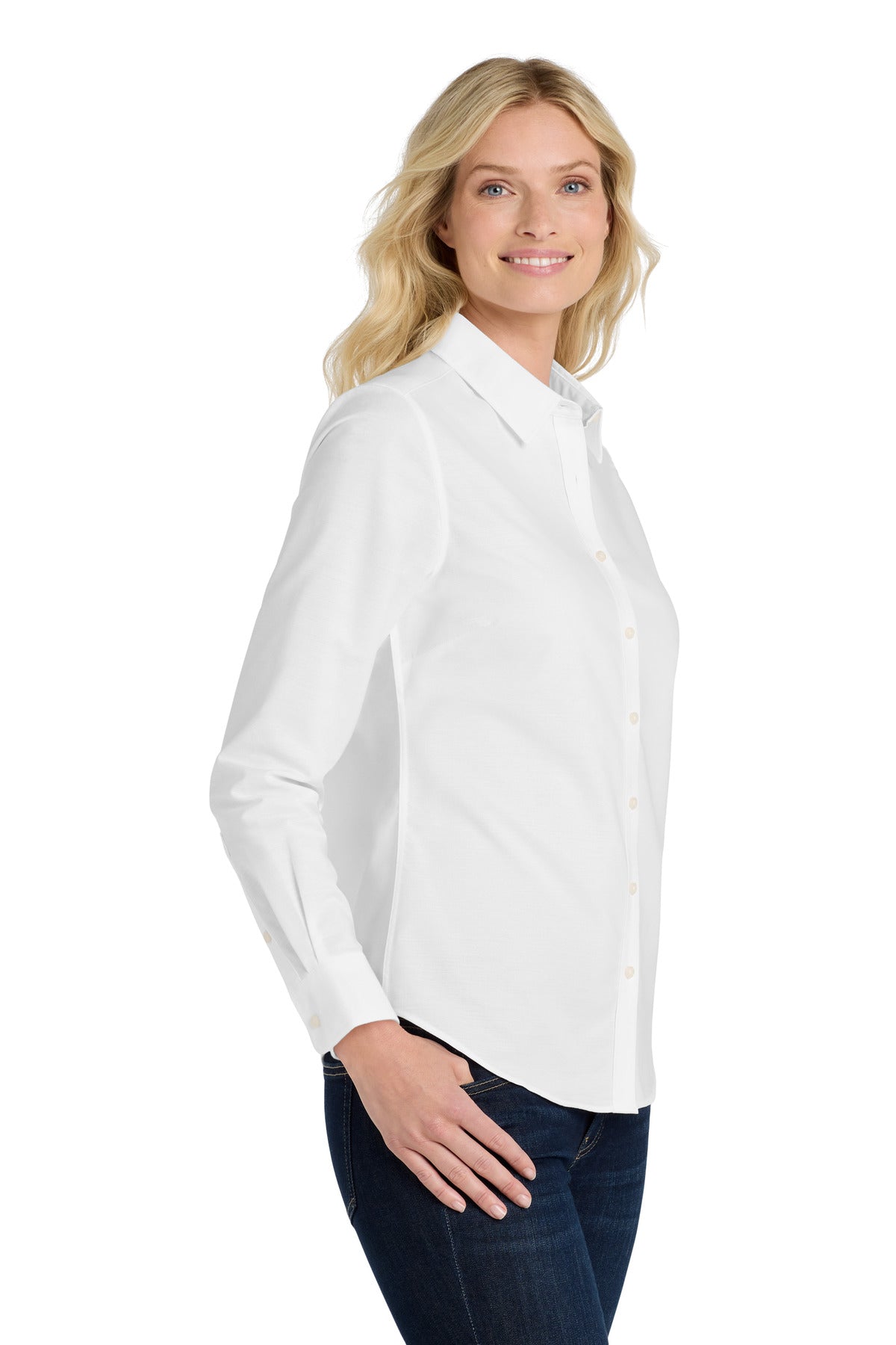 White Port Authority Women's SuperPro Oxford Shirt. L658