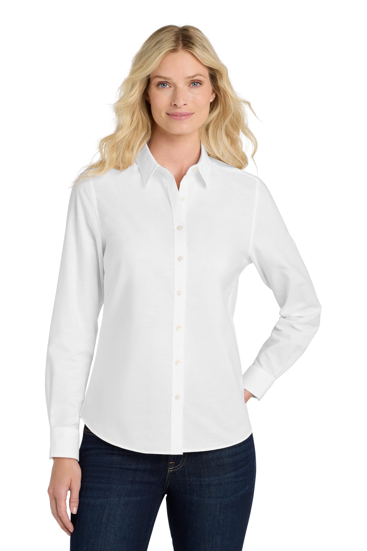 White Port Authority Women's SuperPro Oxford Shirt. L658