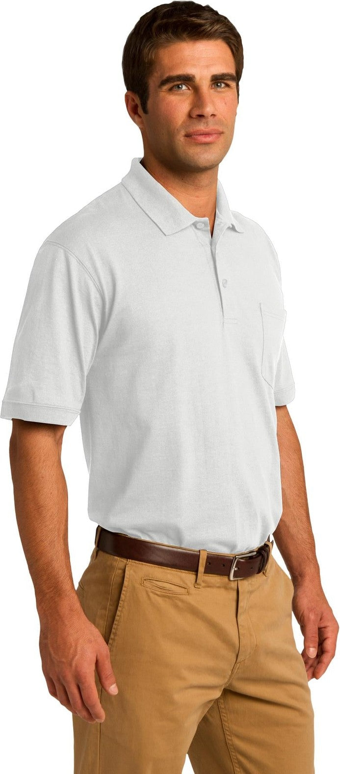 White Port & Co Core Blend Jersey Knit Pocket Polo. KP55P