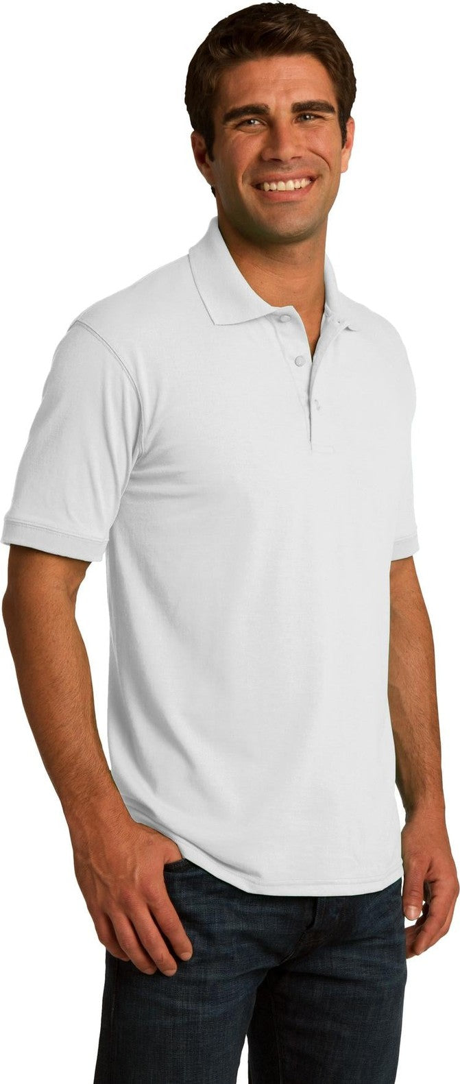 White Port & Co Core Blend Jersey Knit Polo. KP55