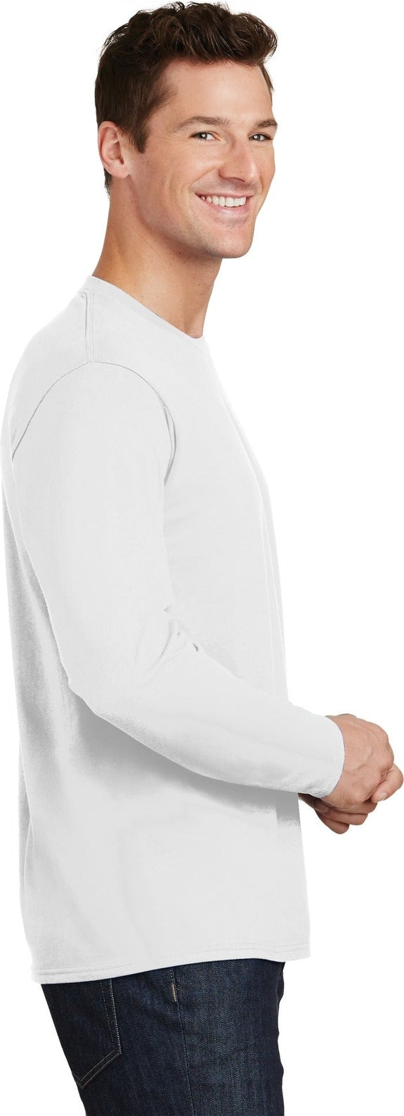 White Port & Co Long Sleeve Fan Favorite Tee. PC450LS