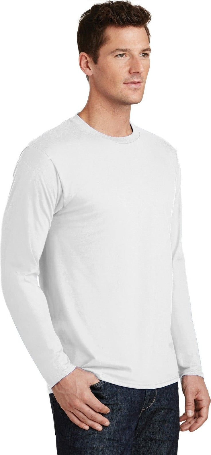 White Port & Co Long Sleeve Fan Favorite Tee. PC450LS
