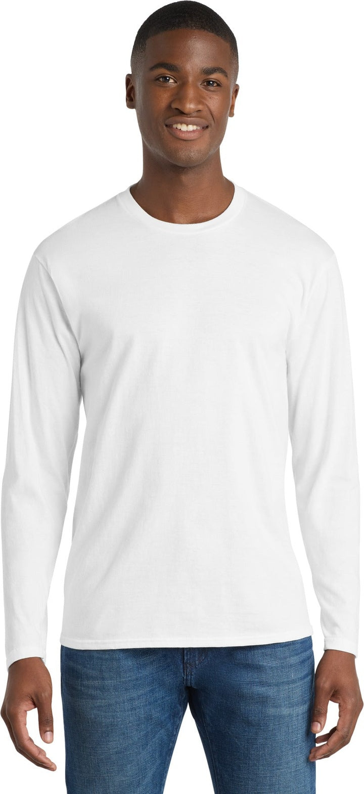 White Port & Co Long Sleeve Fan Favorite Tee. PC450LS