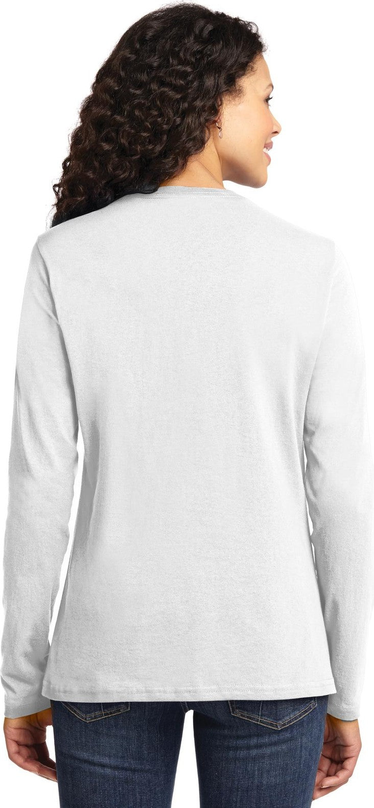 White Port & Co Women's Long Sleeve Core Cotton Tee. LPC54LS