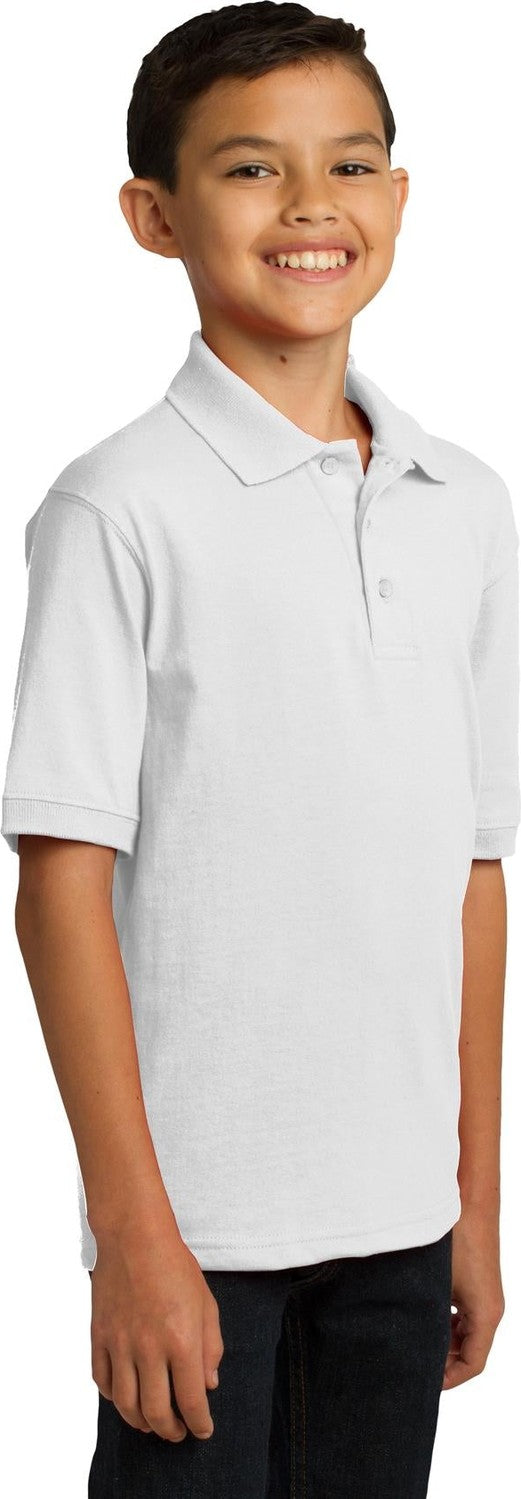 White Port & Co Youth Core Blend Jersey Knit Polo. KP55Y