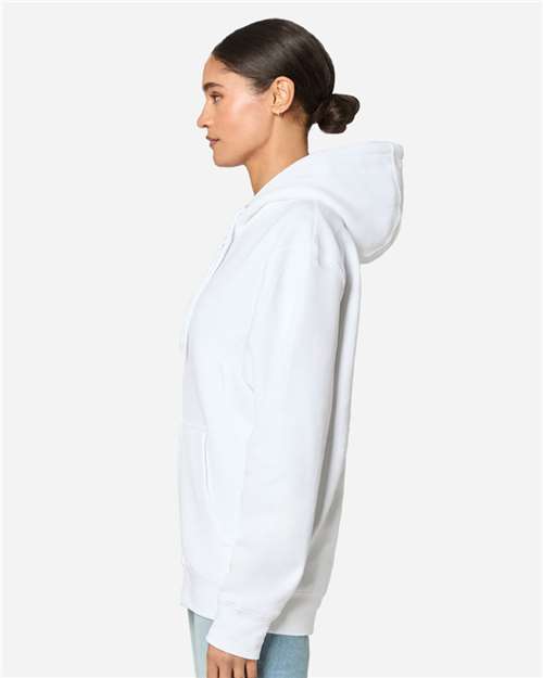 Rear View of White Premium Full-Zip Hooded Sweatshirt - LS14003