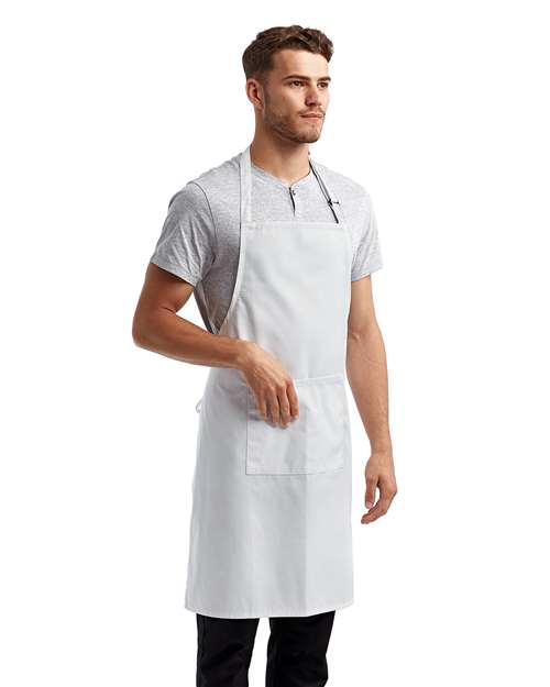 White Recycled Bib Apron with Pocket - RP154