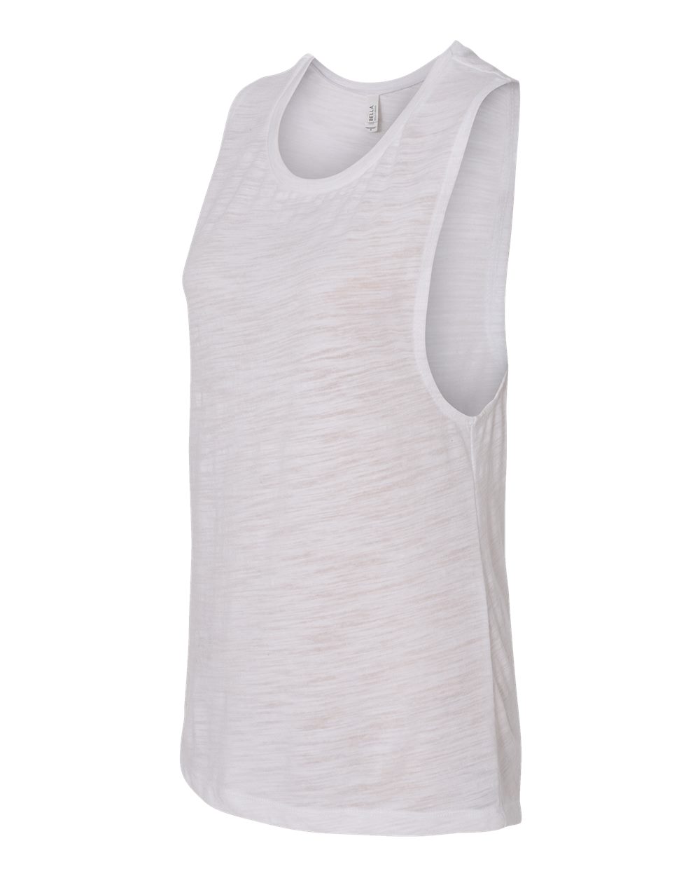 White Slub Women's Flowy Scoop Muscle Tank - 8803