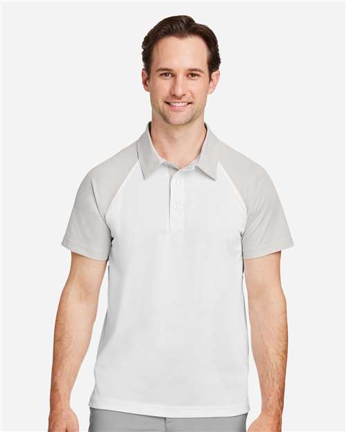 White/ Sport Silver Men&#39;s Command Snag-Protection Colorblock Polo - TT21C