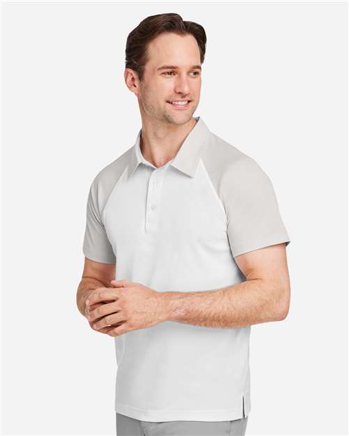 White/ Sport Silver Men&#39;s Command Snag-Protection Colorblock Polo - TT21C