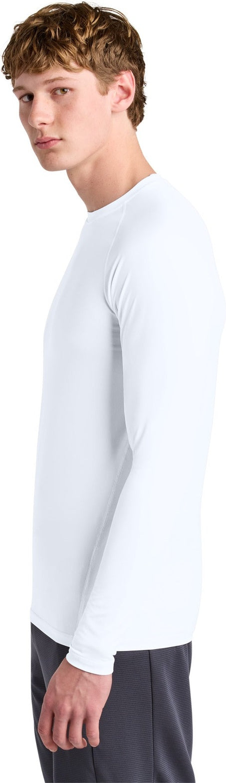 White Sport-Tek PosiCharge Compression Long Sleeve Tee ST120LS