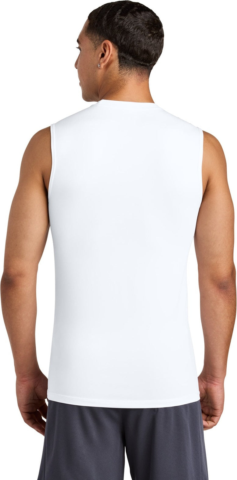 White Sport-Tek PosiCharge Compression Sleeveless Tee ST121SL