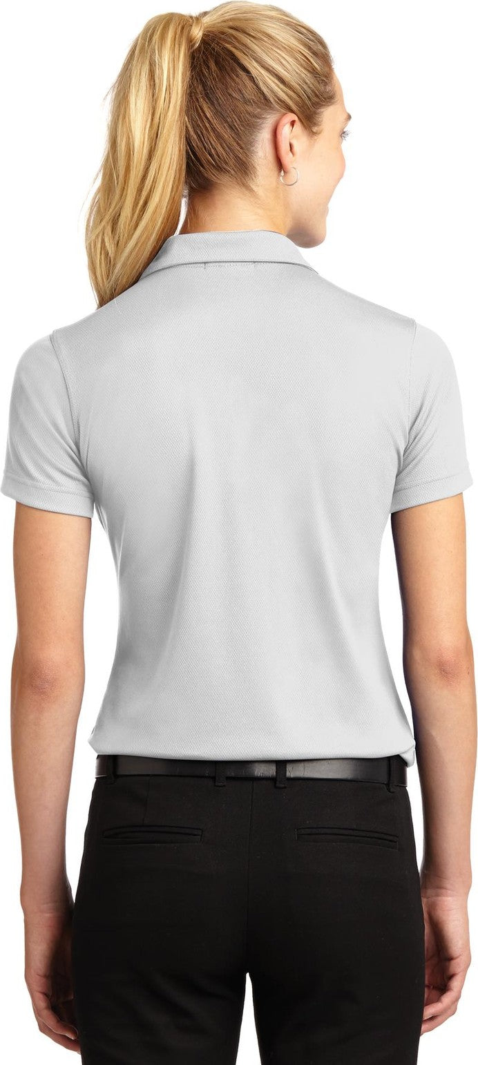 White Sport-Tek Women's Dri-Mesh V-Neck Polo. L469