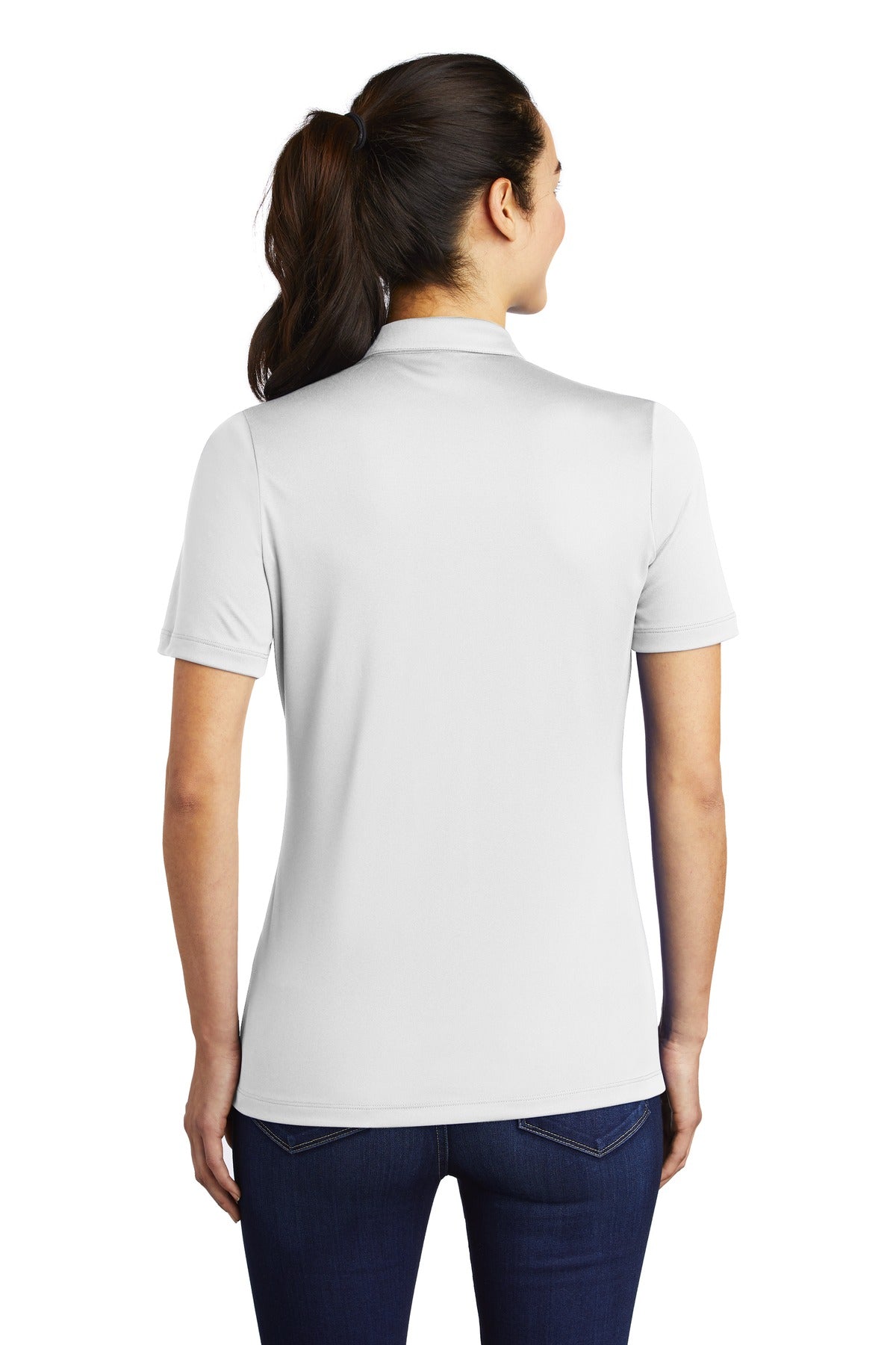 White Sport-Tek Women's Posi-UV Pro Polo. LST520