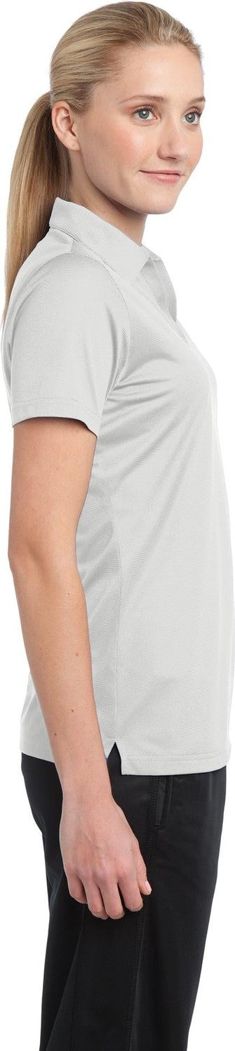 White Sport-Tek Women's PosiCharge Active Textured Polo. LST690