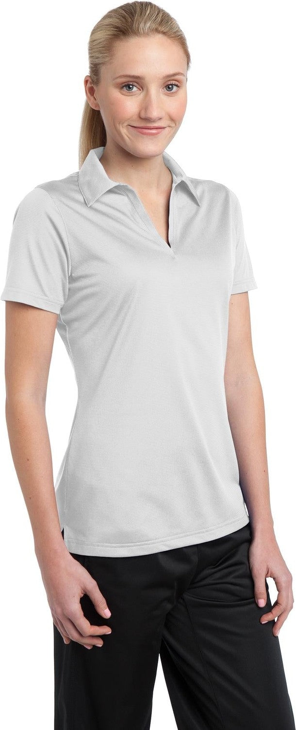 White Sport-Tek Women's PosiCharge Active Textured Polo. LST690