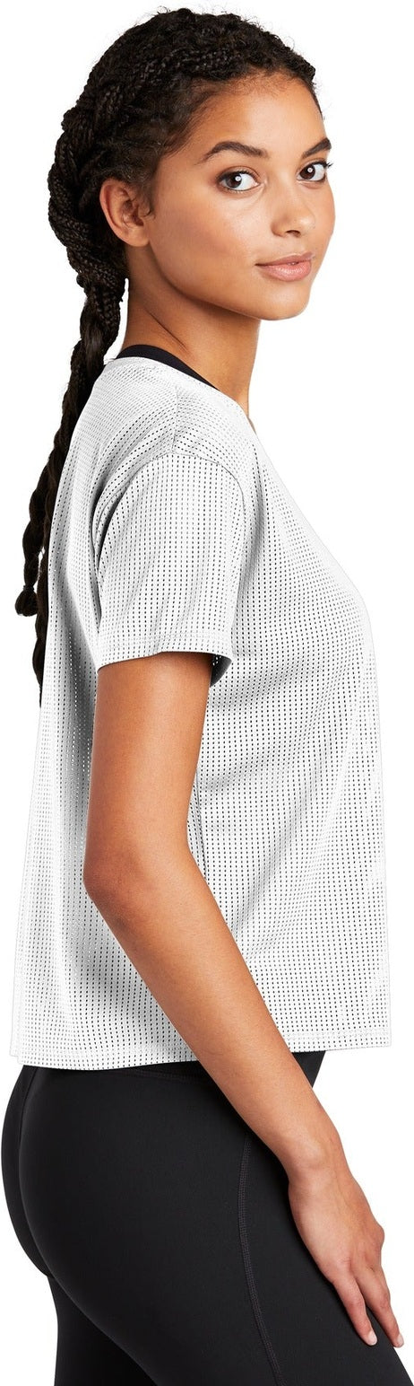 White Sport-Tek Women's PosiCharge Draft Crop Tee. LST411