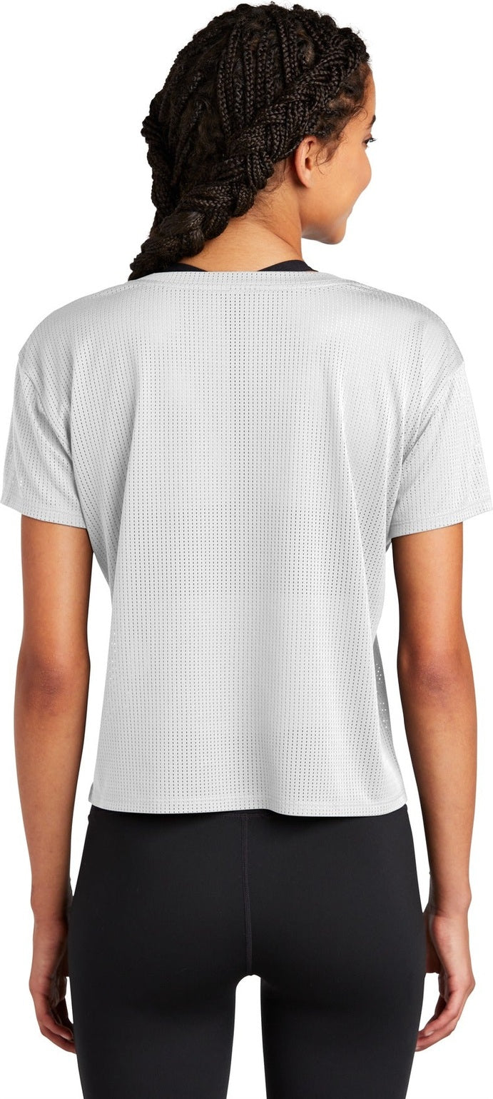 White Sport-Tek Women's PosiCharge Draft Crop Tee. LST411