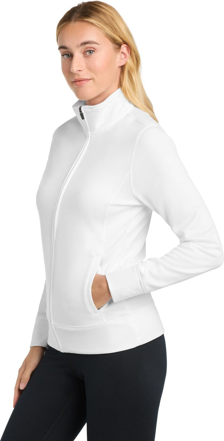 White Sport-Tek Women's Sport-Wick Fleece Full-Zip Jacket. LST241