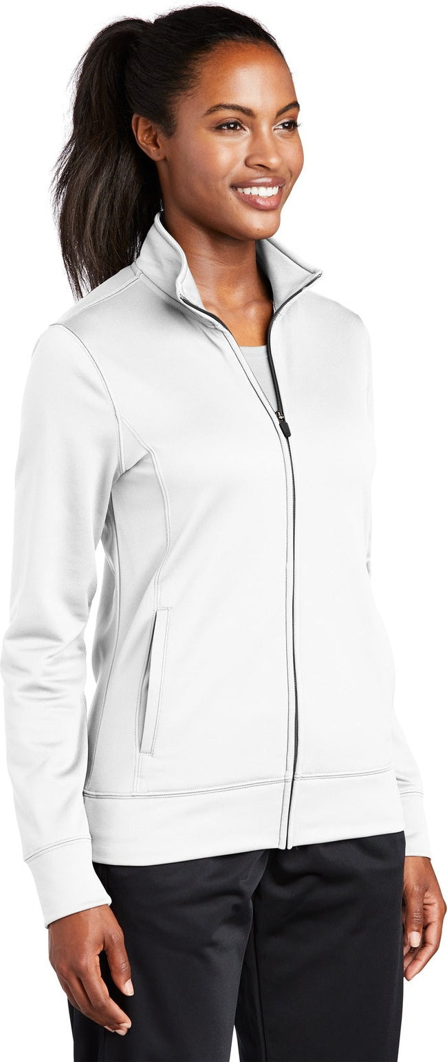 White Sport-Tek Women's Sport-Wick Fleece Full-Zip Jacket. LST241